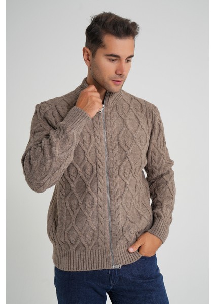 Erkek Cepli Fermuarlı Yürütme Saç Örgülü Yün Hırka TRIST-5355 indirimleri