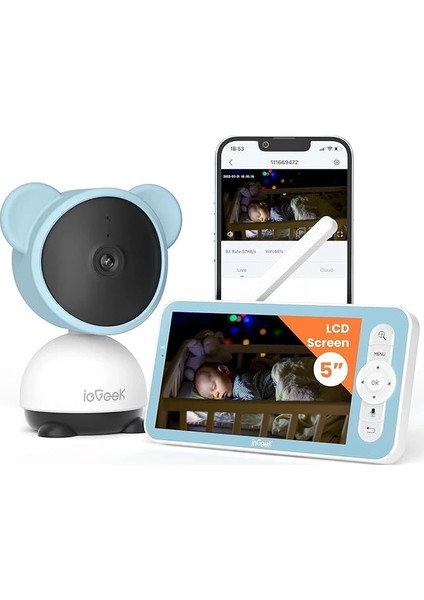 1080P Bebek Monitörü Gece Görüşlü - 5 Inc LCD Ekran