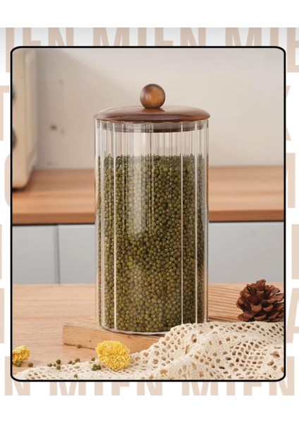 Akasya Kapaklı Lıne Cam Kavanoz 1550 ml