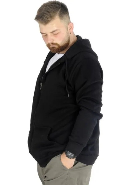 Erkek Sweatshirt Kapşonlu Zippered Basic 20543 Siyah fiyatları