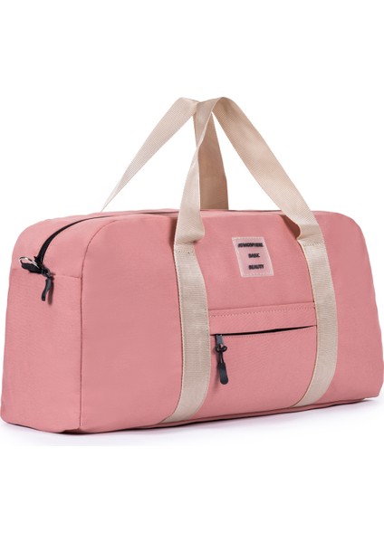 Önü Cepli Uzun Askılı Kadın ve Erkek Kullanabilir Seyahat Fitness Spor Çantası Şeker Pembe modelleri