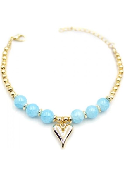 Boncuklu Kalp Bileklik - Mavi fiyatları