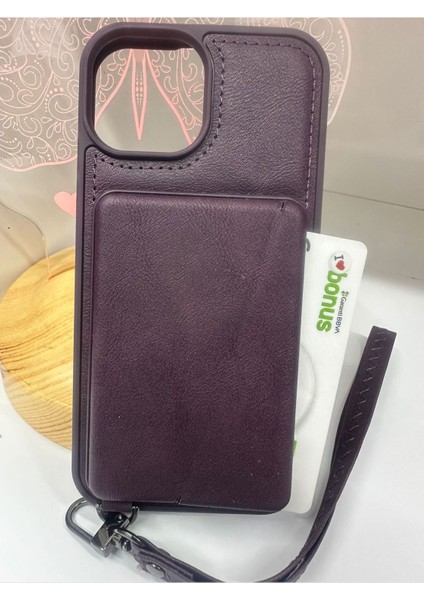 15 Plus Kartlık Deri Kılıf Uyumlu