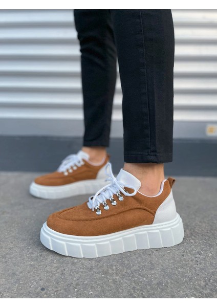JY010 Cloud Bağcıklı Süet Erkek Günlük Sneaker Ayakkabı Sbt - Taba/beyaz fiyatları