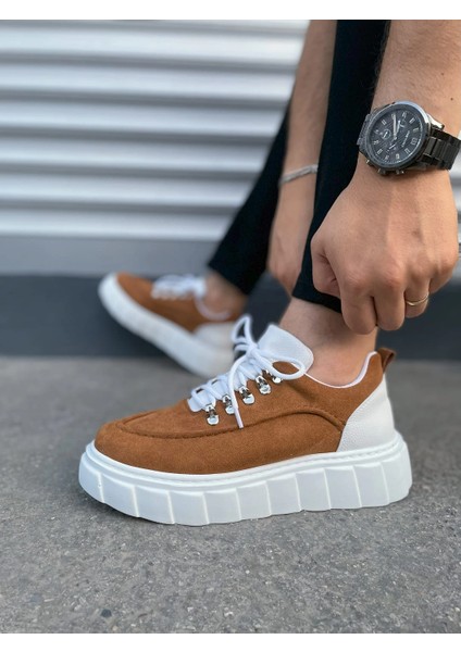 JY010 Cloud Bağcıklı Süet Erkek Günlük Sneaker Ayakkabı Sbt - Taba/beyaz modelleri