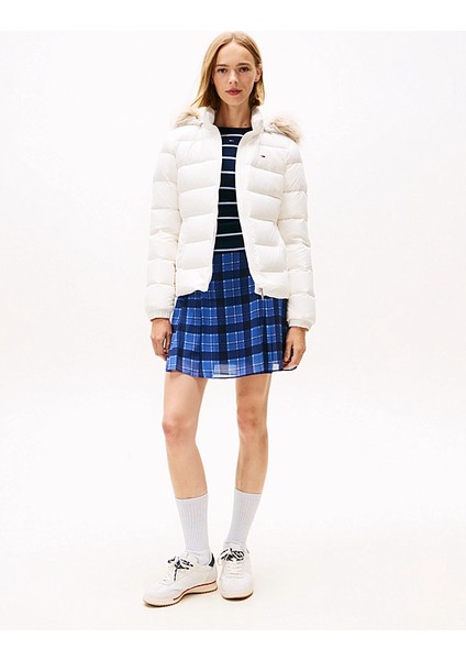 Tjw Basic Kapüşonlu Kuş Tüyü Kadın Beyaz Ceket DW0DW18312YBL fiyatları