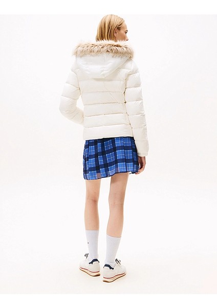 Tjw Basic Kapüşonlu Kuş Tüyü Kadın Beyaz Ceket DW0DW18312YBL fırsatları