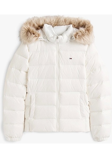 Tjw Basic Kapüşonlu Kuş Tüyü Kadın Beyaz Ceket DW0DW18312YBL