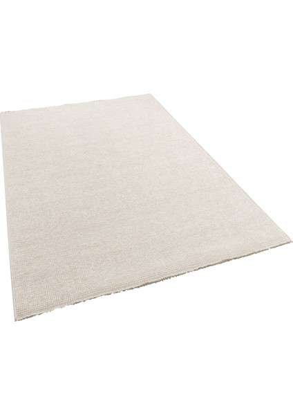 2411 Ekru - Akrilik Dokuma Halı | Düz Renk Saçaklı Model