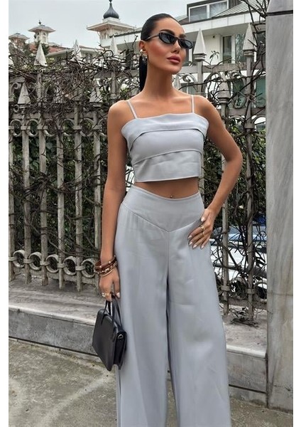 Crop Plazzo Pantolon Takım 10155-08 modelleri