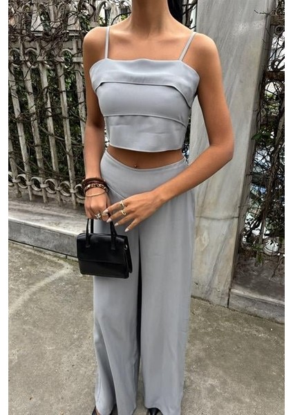 Crop Plazzo Pantolon Takım 10155-08 fırsatları