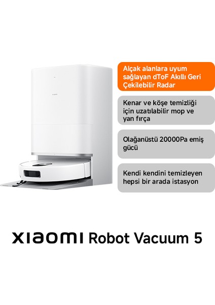 Robot Vacuum 5 Akıllı Robot Süpürge (Xiaomi Türkiye Garantili)