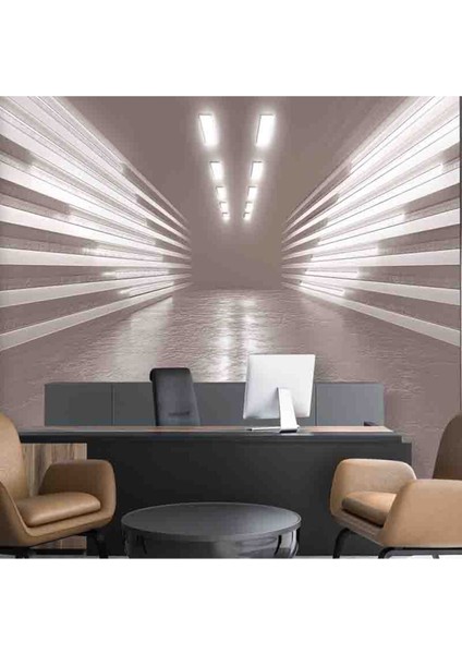 3 Boyutlu Çizgili Işık Desenli Isı ve Ses Yalıtımlı Sağlıklı Tekstil Duvar Kağıdı