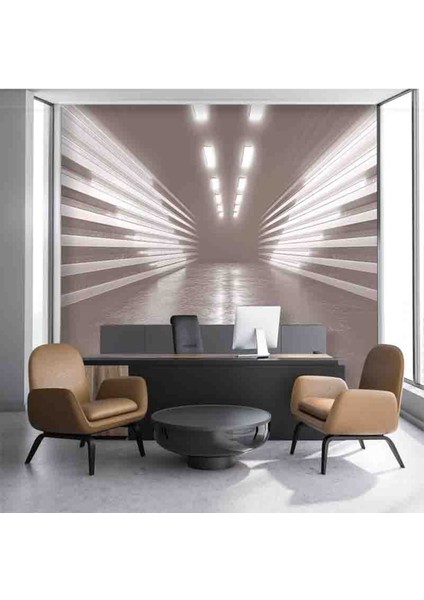 3 Boyutlu Çizgili Işık Desenli Isı ve Ses Yalıtımlı Sağlıklı Tekstil Duvar Kağıdı fiyatları