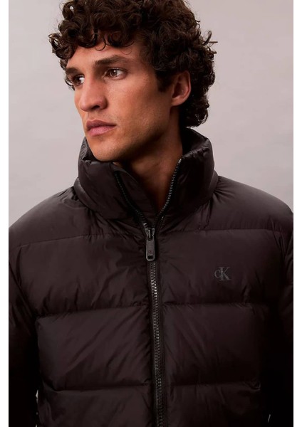 Erkek Normal Kalıp Çıkarılabilir Kapüşonlu Şişme Mont - Siyah indirimleri