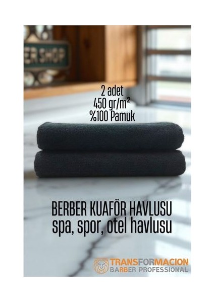 Kuaför Berber Havlusu 2 Adet Pamuk Berber Havlusu 50X90 Siyah