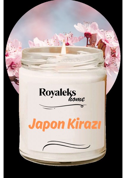 Doğal Özel Seri Kokulu Dekoratif Kavanoz Mum 210 cc - Japon Kirazı Esansı -