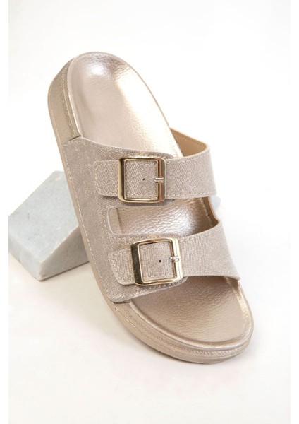 1150 Altın Sim Detaylı Rahat Günlük Kadın Terlik