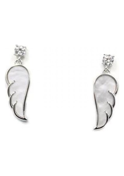 Gümüş Iğneli Melek Kanadı Küpe - Gümüş