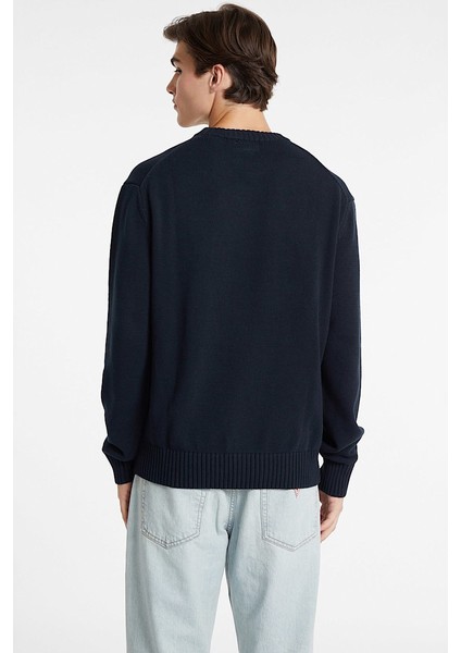 Erkek Regular Fit Bisiklet Yaka Pamuklu Triko Kazak - Lacivert fiyatları