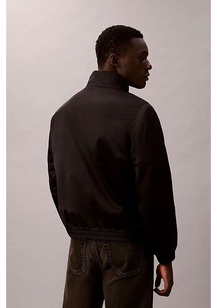 Erkek Rahat Kalıp Dik Yaka Dolgulu Harrington Ceket - Siyah fiyatları