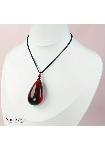 Ignis Gözyaşı Ateş Kehribarı Damla Şeklinde Unisex Kolye