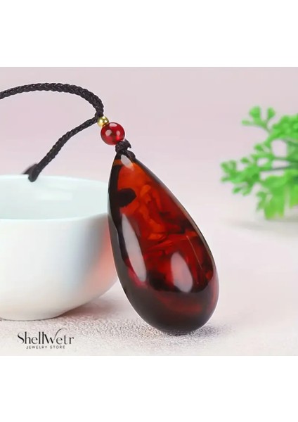 Ignis Gözyaşı Ateş Kehribarı Damla Şeklinde Unisex Kolye fiyatları