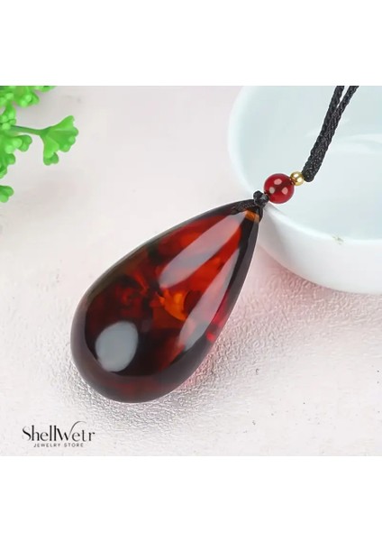 Ignis Gözyaşı Ateş Kehribarı Damla Şeklinde Unisex Kolye modelleri