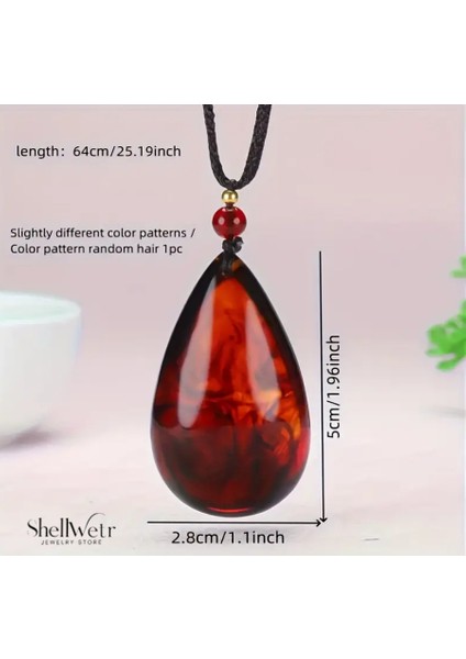 Ignis Gözyaşı Ateş Kehribarı Damla Şeklinde Unisex Kolye fırsatları