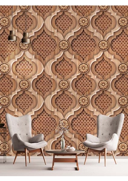 3 Boyutlu Ahşap Desenli Isı ve Ses Yalıtımlı Sağlıklı Tekstil Duvar Kağıdı