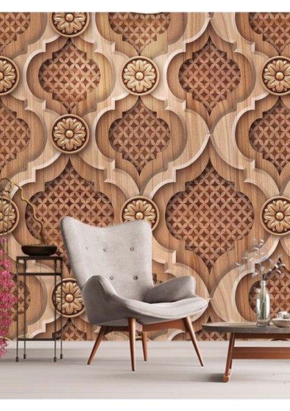 3 Boyutlu Ahşap Desenli Isı ve Ses Yalıtımlı Sağlıklı Tekstil Duvar Kağıdı fiyatları