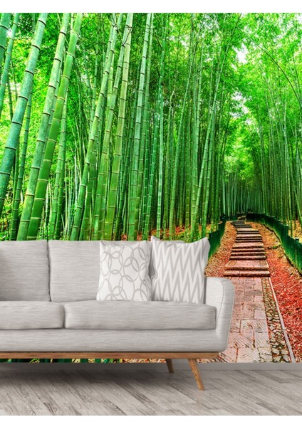 Bambu Orman Desenli Silinebilir Sağlıklı Tekstil Duvar Kağıdı fiyatları
