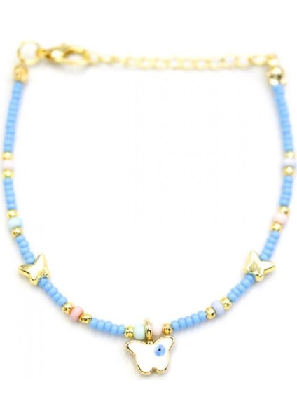 Kelebek Boncuk Bileklik - Açık Mavi