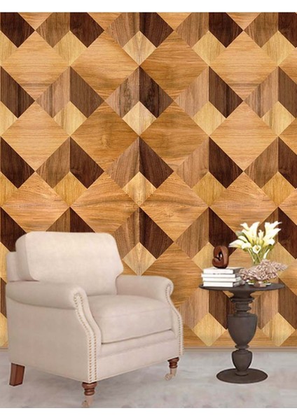 3 Boyutlu Küp Ahşap Desenli Isı ve Ses Yalıtımlı Sağlıklı Tekstil Duvar Kağıdı modelleri