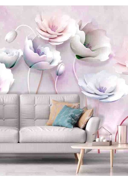 3 Boyutlu Renkli Çiçekler Deseni Silinebilir Sağlıklı Tekstil Duvar Kağıdı fiyatları