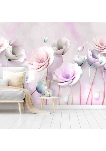 3 Boyutlu Renkli Çiçekler Deseni Silinebilir Sağlıklı Tekstil Duvar Kağıdı modelleri