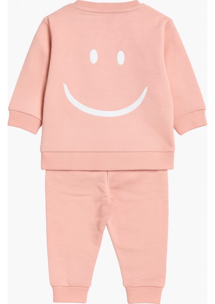 Kız Çocuk Eşofman Takımı Pembe – Smile Baskılı Sweatshirt ve Alt Takım – 1-6 Yaş fırsatları
