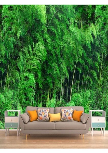 Yeşil Orman Desenli Silinebilir Sağlık Dostu Tekstil Duvar Kağıdı
