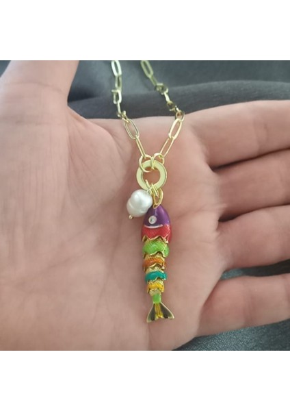 Hareketli Balık Figürlü Charm Çelik Kolye modelleri