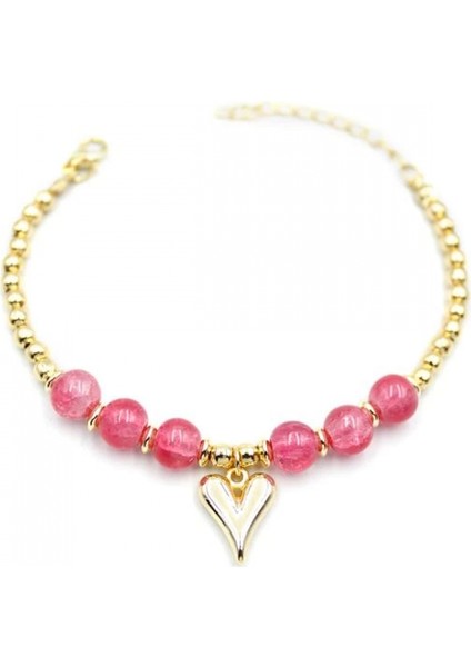 Boncuklu Kalp Bileklik - Pembe fiyatları