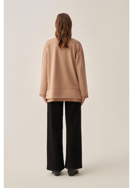 Vizon-Yumuşak Dokulu Deri Garnili Tunik fırsatları