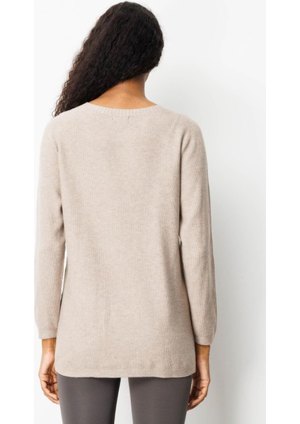 Kadın Triko Yanı Yırtmaçlı Pirinç Örgü Kazak Vizon fırsatları