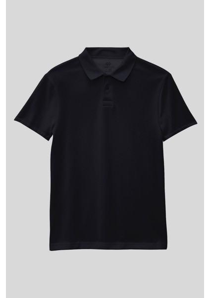 Lacivert Polo Yaka Standart Fit Basic Unisex T-Shirt - 11330