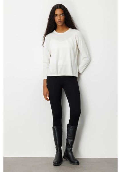 Kadın Basic Sıfır Yaka Kazak Kemik indirimleri