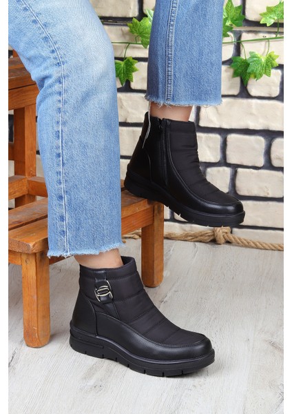 163141 Rahat Taban Sıcak Astarlı Fermuarlı Kadın Bot