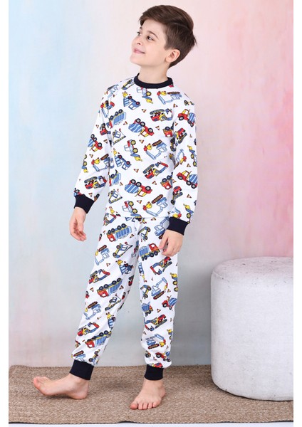 Erkek Çocuk Iş Makineleri Baskılı Pijama Takımı 1-7 Yaş 12291 fiyatları