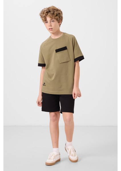 Standart Fit Basic 3lü Paket Siyah-Çam Yeşili-Bej Erkek Çocuk Şort - 11293 fiyatları