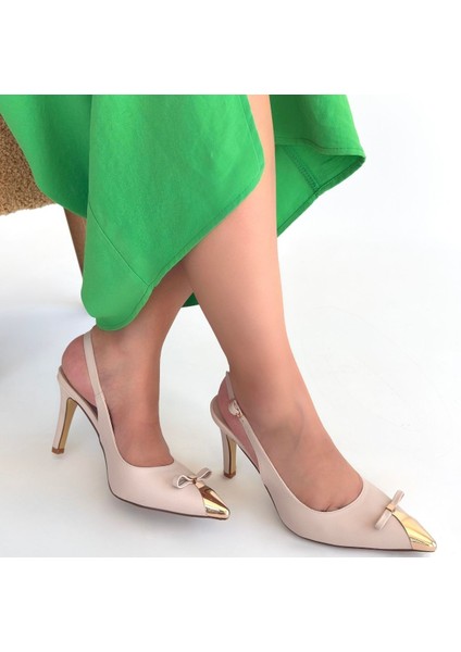 Joye Bej Cilt Topuklu Ayakkabı modelleri