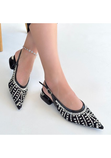 Piyar Siyah Taşlı Topuklu Ayakkabı modelleri