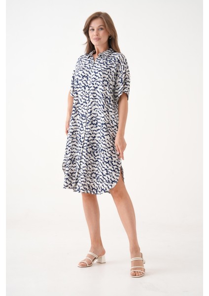 Kadın Gömlek Yaka Önden Düğmeli Kısa Kol Yazlık Desenli Büyük Beden Curve Yazlık Dokuma Elbise modelleri